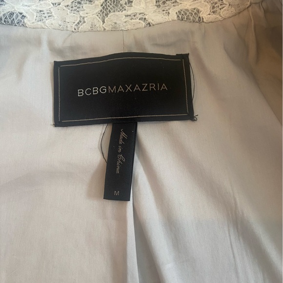 BCBGMaxAzria Jameson Lace Moto Jacket Cape White Grey Medium Statement Blazer - Picture 8 of 10